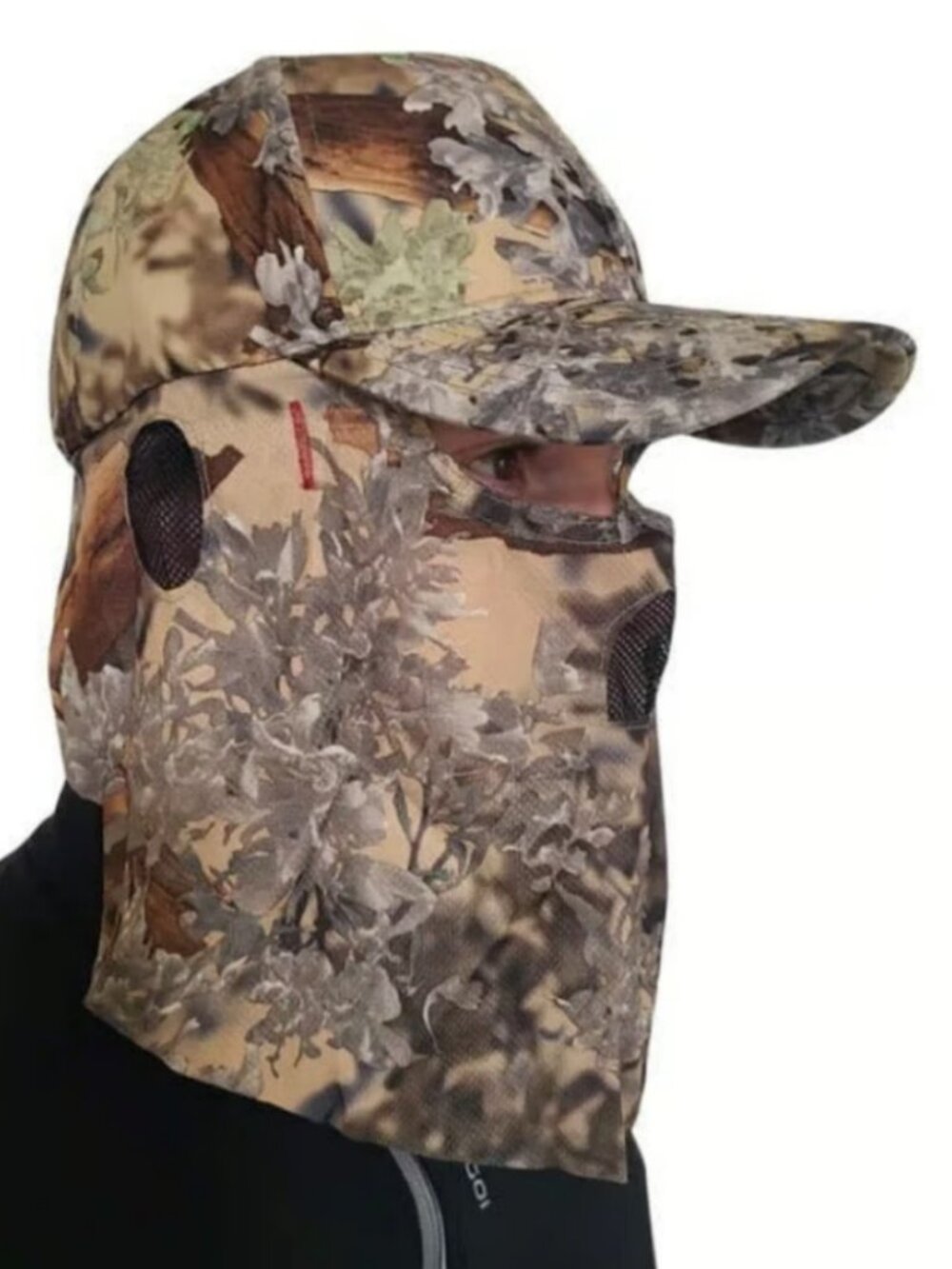 NEW ~ QuikCamo 2-in-1 FRONT Face Mask and Camo Hat OSFM/Velcro